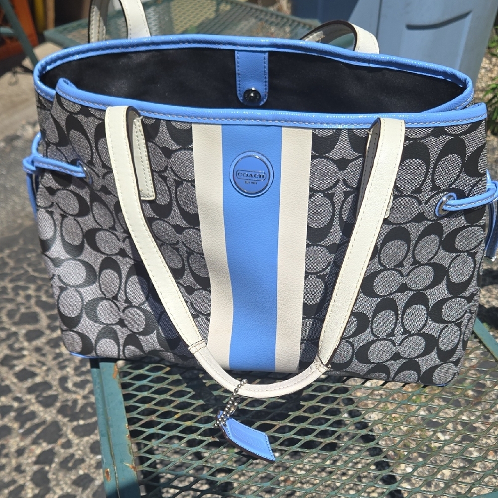 Coach Black and Blue Patterned Tote